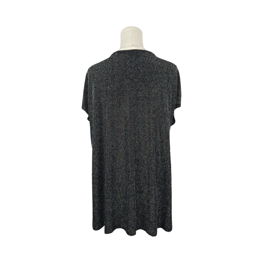 Zara Collection B Metallic Sparkle Short Sleeve Side Split Tunic Top Sz. L - Picture 4 of 5